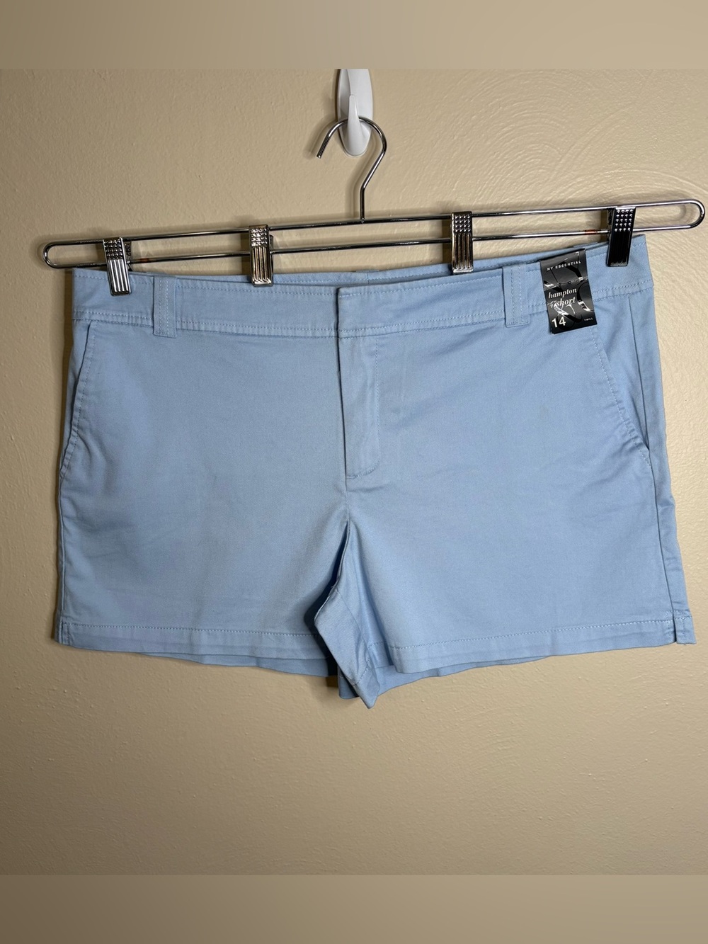 NY & Co Essentials Hampton 4” Twill Shorts Sz 14 NWT Light Blue Casual Summer